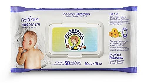 Toalhas Umedecidas Nana Neném 50 Unidades com Tampa Flip Top, FeelClean