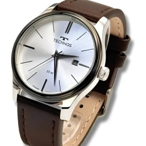 Relógio Technos Masculino Steel Prateado Pulseira Couro