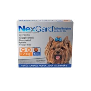 NexGard Antipulgas e Carrapatos para Cães de 2 a 4kg - 3 tabletes