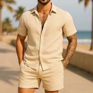 Conjunto Linho Camisa + Shorts Mauricinho com Bolso (2 Cores)