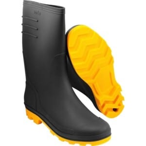Bota PVC Preta Solado Amarelo 42 Forro