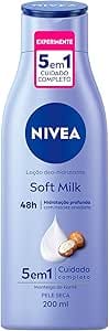 Nivea Loção Deo-hidratante Soft Milk 200ml, Hidratação Profunda 72h, Hialurônico Puro, Corporal, Pele Seca
