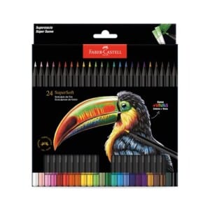 Faber-castell lapis de cor supersoft com 24 cores