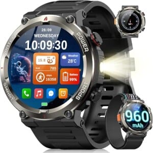 Smartwatch Militar Blackview - Bateria 100 Dias Lanterna LED Bússola 150+ Modos Esportivos IP68 Chamadas Bluetooth