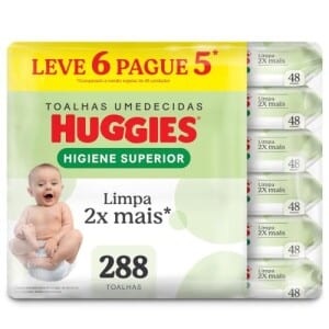 Lenços Umedecidos Huggies Max Clean 288 lenços (6 pacotes com 48 unidades cada)