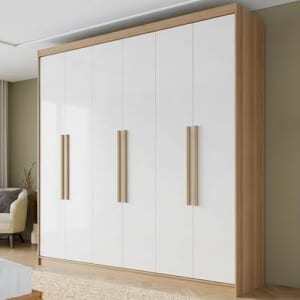 Guarda Roupa Casal 6 Portas 2 Gavetas Lyon Yescasa CinamomoOff White