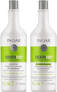 Inoar, Kit CicatriFios Plástica Capilar – Shampoo e Condicionador 2x1L, Redução de Frizz, Brilho Intenso, Hidratação Profunda, Proteção Térmica e
