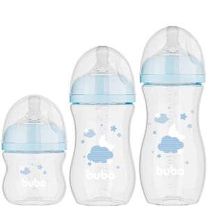 Kit 3 Mamadeiras Easy Flow Nuvem 120270330ml Buba Azul