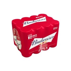 Cerveja Budweiser, American Lager, Lata Sleek 350ml, Pack com 12 unidades