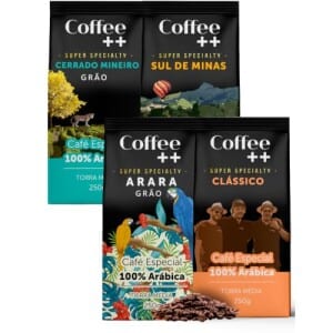 Kit 4 Pacotes Café Especial em Grãos Coffee Mais: Arara, Caparaó, Chapada de Minas e Clássico (4x250g)
