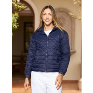 Jaqueta Fem. Nylon Capuz Facinelli 620272 Marinho G Lisa