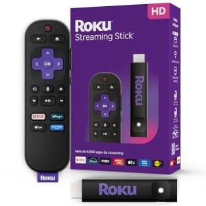 Roku Streaming Stick HD 2025 | Dispositivo de streaming para TV HDFHD com controle remoto por comando de voz compatível com Alexa, Siri e Google