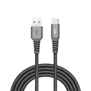 Cabo USB-C I2GO 2m 2,4A Nylon Trançado Chumbo - I2GO PRO