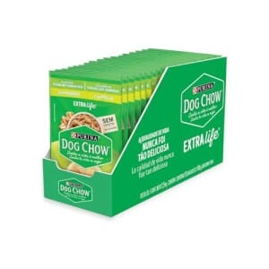 Pack Ração Úmida Cães Filhotes Dog Chow Frango - Com 15 Sachês 100g