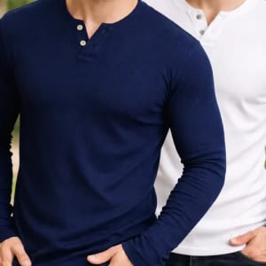 Kit com 2 Camisetas Henley Slim