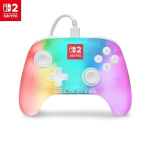 Controle com fio PowerA Advantage para Nintendo Switch 2 com Lumectra - Branco oficialmente licenciado iluminação RG