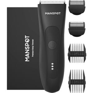 Aparador de Pelos Masculino Elétrico MANSPOT, Lâmina Cerâmica, Motor 7000 RPM, À Prova d'Água, para Corpo e Áreas Íntimas