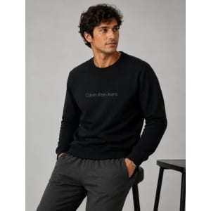 Moletom Calvin Klein Crewneck Light Front Logo Preto