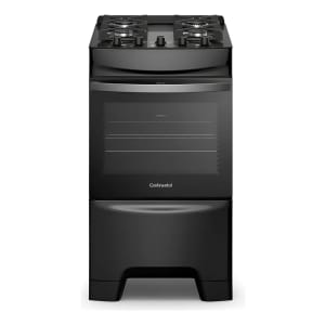 Fogão 4 Bocas Continental Preto Mesa de Vidro Forno Eco Turbo e Grades Ferro Fundido (FC4GB) - Bivolt