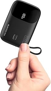 Carregador Portátil 10000mAh com Display LED, Mini Power Bank Rápido 22.5W com PD 3.0 e QC 3.0, USB-C Leve e Compatível com iPhone 16/15/14/13/12/11 e