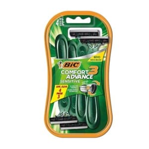 BIC Aparelho De Barbear Comfort 3 Advance Pele Sensível Verde C Fita Lubrificante 9298501 Embalagem Leve 4 Pague 3