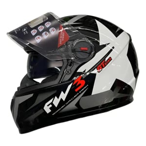 Capacete Integral Fw3 Gtx Preto E Branco Estrela Para Adultos