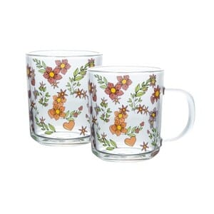 LYOR - Conjunto 2 Canecas Amor e Flor 220ml Vidro