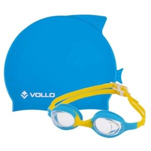 Kit De Nataçao Infantil Óculos Giant Dolphin E Touca De Silicone Vollo