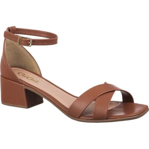 Sandália Feminina Casual Clássica X Salto Médio Grosso Bloco