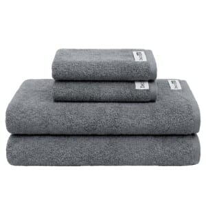 Decolab Jogo de Toalhas Air Light 100% Algodão (Cinza-escuro, 4 Peças) Toque Suave, Gramatura de 398gm², Kit Toalha de Banho 138 x 68cm  Toalha de