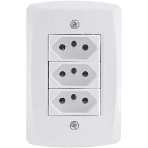 Conjunto 3 Tomadas Tramontina Lux2 Branco