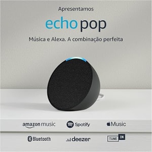 Echo Pop | Smart speaker compacto com som envolvente e Alexa | Cor Preta