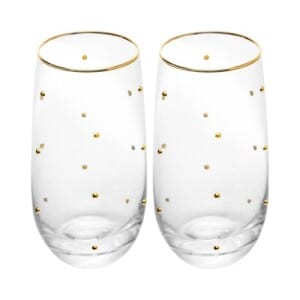 WOLFF - Conjunto 2 Copos Balls Fio De Ouro 300ml Vidro