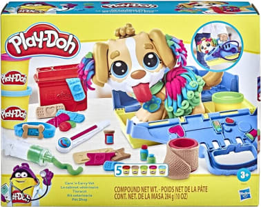 Play-Doh Conjunto de Massinha Veterinário Pet Shop, kit com 5 potes de massa de modelar e acessórios, para crianças acima de 6 anos