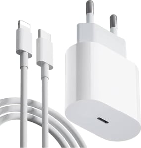 Carregador Turbo 25W Compatível com iPhone: Cabo USB-C-Lightning Ultra Rápido Premium + Fonte Carregador 25w Turbo