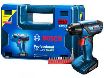 Furadeira e Parafusadeira Elétrica Bosch 12V - Velocidade Variável Mandril 1/4" GSR 1000 Smart - Magazine Ofertaesperta