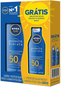 Kit Nivea Sun Protetor Solar Protect & Hidrata FPS50 200ml + Protetor Solar Protect & Hidrata FPS50 100ml Nivea