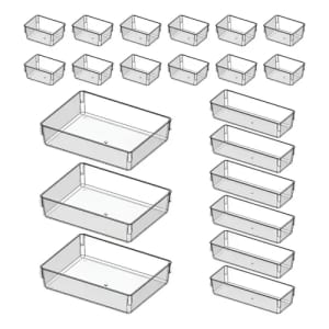 Kit 21 Organizador Multiuso Modular Gavetas Acrílico Cristal