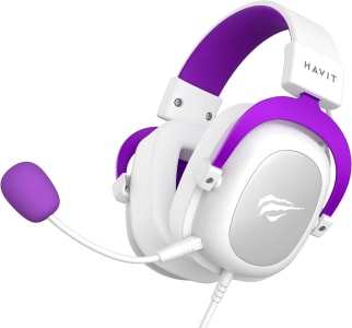 Headset Fone de Ouvido Havit HV-H2002D Purple, Gamer, Com Microfone, Falante 53mm, Plug 3, 5mm (Roxo/Branco)