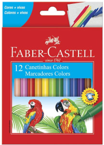  Canetinha Hidrográfica, Faber-Castell, 15.0112CZF, 12 Cores 