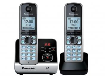 Telefone Sem Fio Panasonic KX-TG6722LBB + 1 Ramal - Identificador de Chamada Viva Voz Preto e Prata