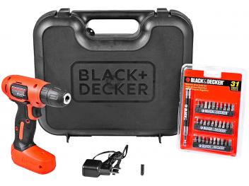 Parafusadeira Black + Decker a Bateria 8V 3,8” - com Maleta 31 Peças LD008K31-BR - Magazine Ofertaesperta