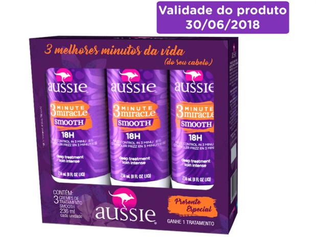 Kit Aussie 3 Minute Miracle Smooth - 3 Unidades