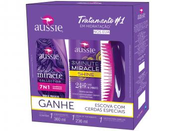 Kit Aussie Total Miracle 7N1 + 3 Minute Miracle - Shine + Escova - Magazine Ofertaesperta