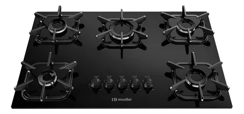 Cooktop Mueller 5 Bocas com Queimador Ultra Chama Preto 127V/220V