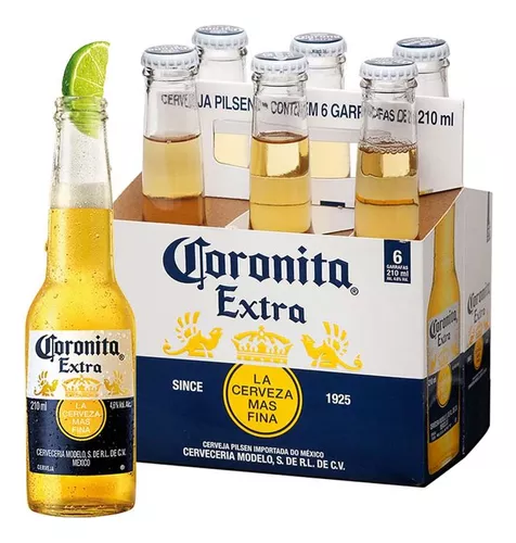 8 Pacotes de Cerveja Coronita Extra 210ml Longe Neck - Pack 6 Unidades