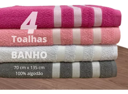 Kit 4 Toalhas De Banho Grande Atacado 100% Algodão