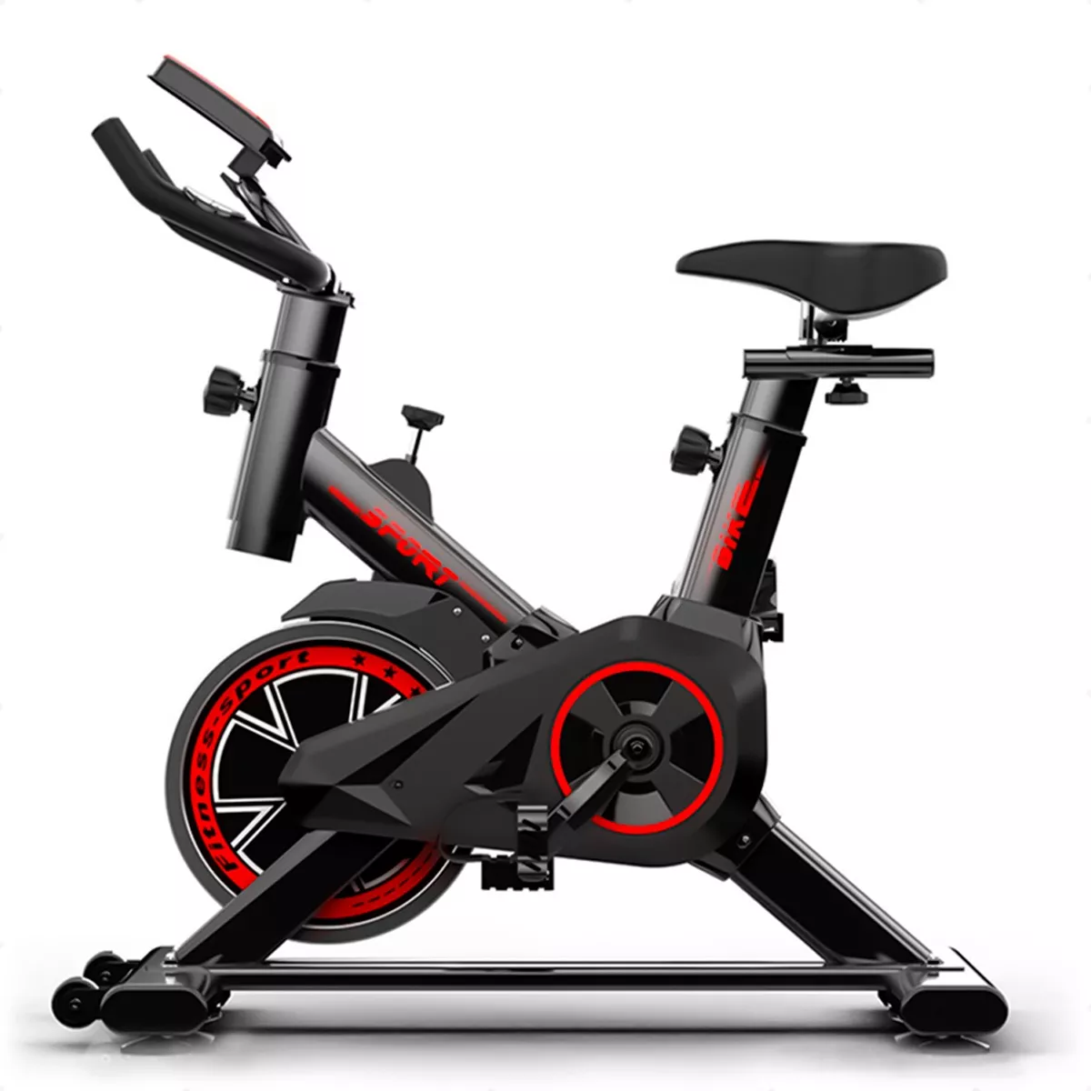 Bicicleta Ergométrica Fitness Spinning, Suporta Até 100 KG, Volante De Inércia 8 KG (Preto/Vermelho)