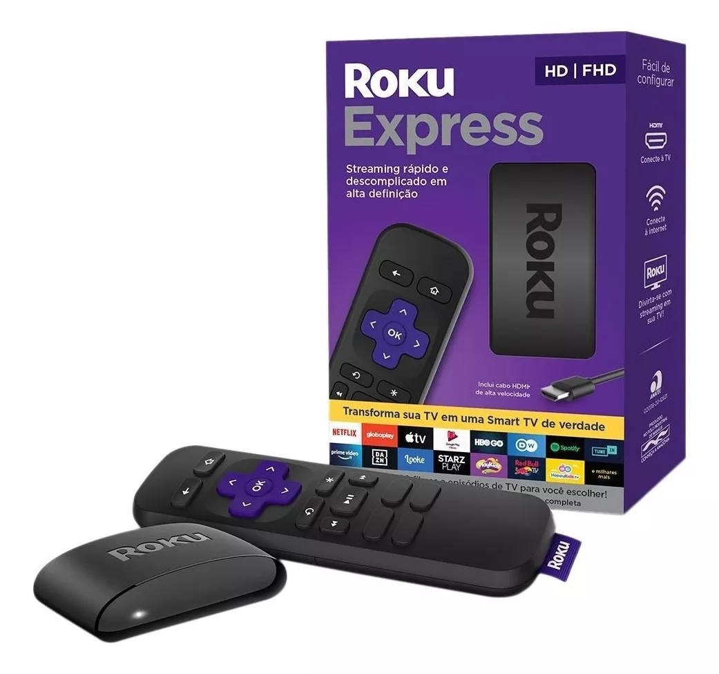 Roku Express 3960 padrão Full HD preto com 512MB de memória RAM