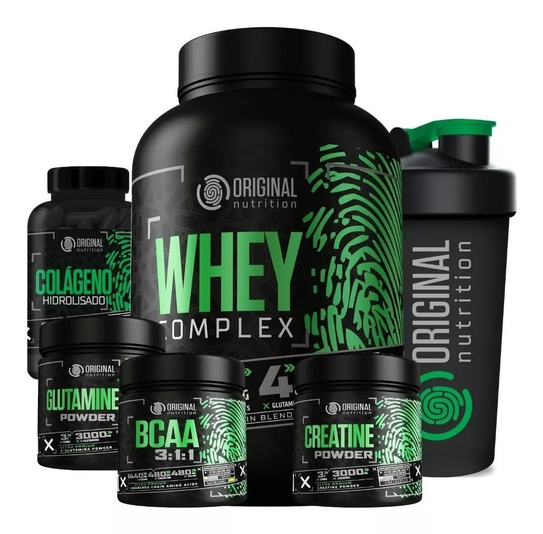 Kit Whey Complex + Bcaa + Gluta + Crea + Colágeno + Shaker